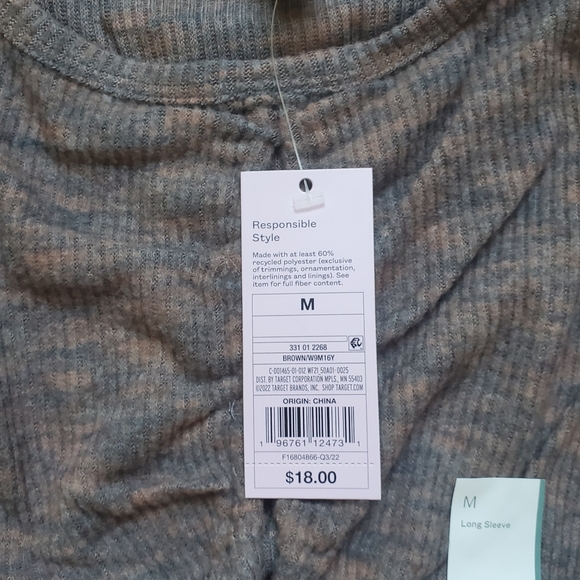 Adorable Wild Fable Long Sleeve crop Top Size M NWT! - Picture 2 of 5